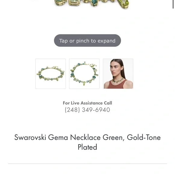 Swarovski Gemma Elegant Green and Gold Necklace